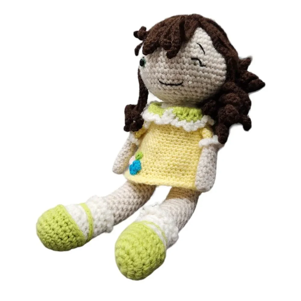 Handcrafted Handmade Amigurumi Crochet Sweet smiley Girl Doll Toy Decor Custom